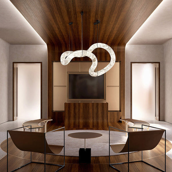 Oslo Infinity Symmetrical Entryway Alabaster Pendant Chandelier