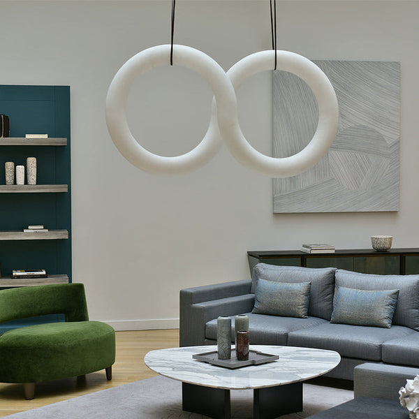 Oslo Infinity Symmetrical Alabaster Pendant Chandelier