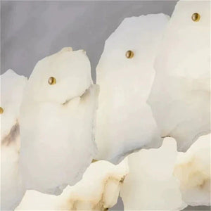 Alabaster Oval Chandelier with Rod, Dining Room Chandelier