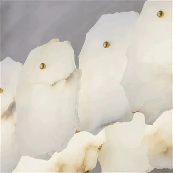 Alabaster Oval Chandelier with Rod, Dining Room Chandelier