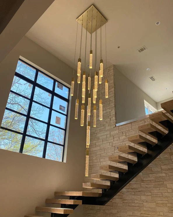 Aria Light Luxury Glacier Bubble Crystsal Chandelier in Gold/Chrome/Black Finish for Staircase/Foyer - Arialamps