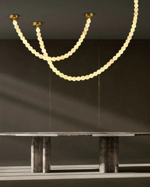 Modern LED Natural Alabaster Globes Beads Hanging Chandelier Indoor Lighting Fixture Modern Pendant lamp