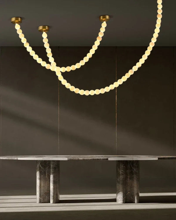 Modern LED Natural Alabaster Globes Beads Hanging Chandelier Indoor Lighting Fixture Modern Pendant lamp