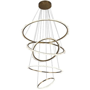 Rose Rock Crystal Multi-rings Chandelier Modern Chandelier Staircase
