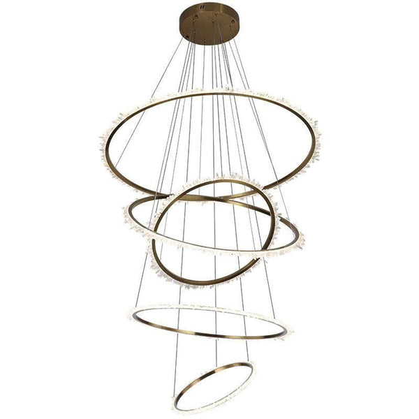 Rose Rock Crystal Multi-rings Chandelier Modern Chandelier Staircase