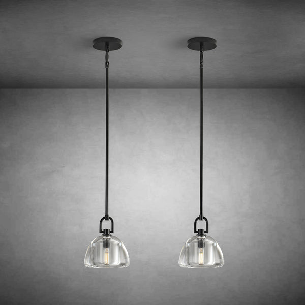 7" Glass Modern Black Pendant Lights(2PCS)