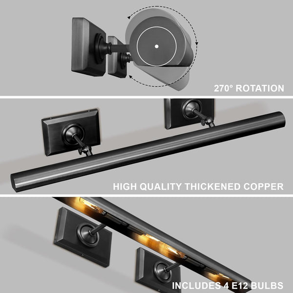 24-Inch Hardwired Brass Picture Light with Dimmable LEDs