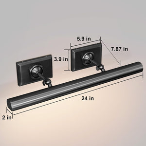 24-Inch Hardwired Brass Picture Light with Dimmable LEDs