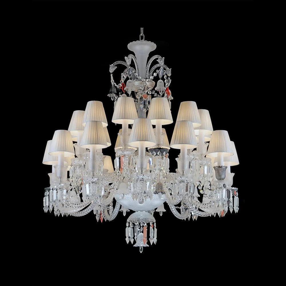 24 Lights Premium Crystal Chandelier with Lampshades - Arialamps