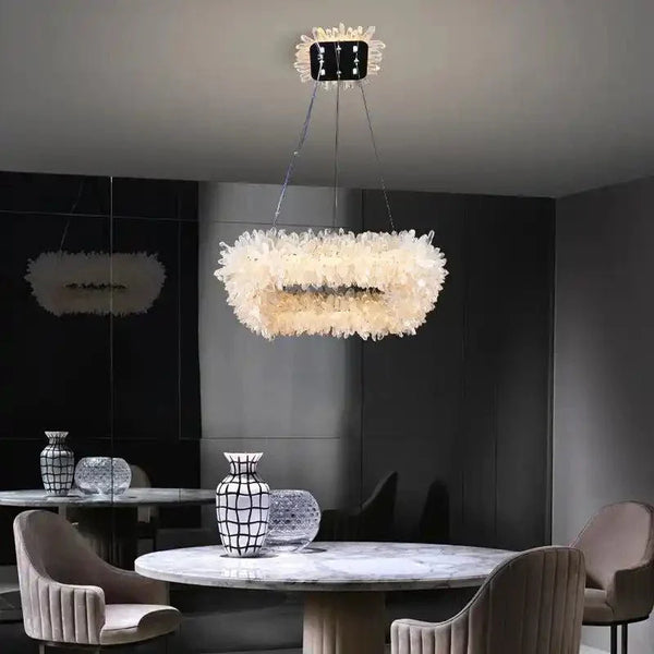 24'' Square Modern Geode Quartz Crystal Chandelier - Arialamps