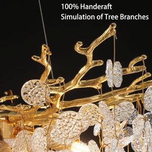 YUYI 30-Inch Modern Tree Branch Crystal Chandelier for Dining Rooms