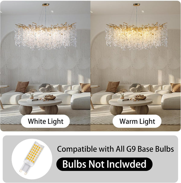 YUYI 47" Gold Tree Branch Modern Crystal Chandelier
