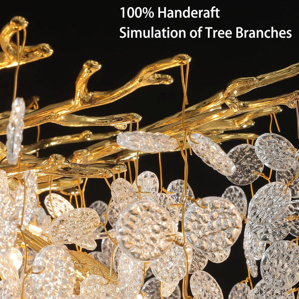 YUYI 47" Gold Tree Branch Modern Crystal Chandelier