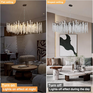 YUYI 47.2" Black Modern Crystal Chandelier for Dining Rooms