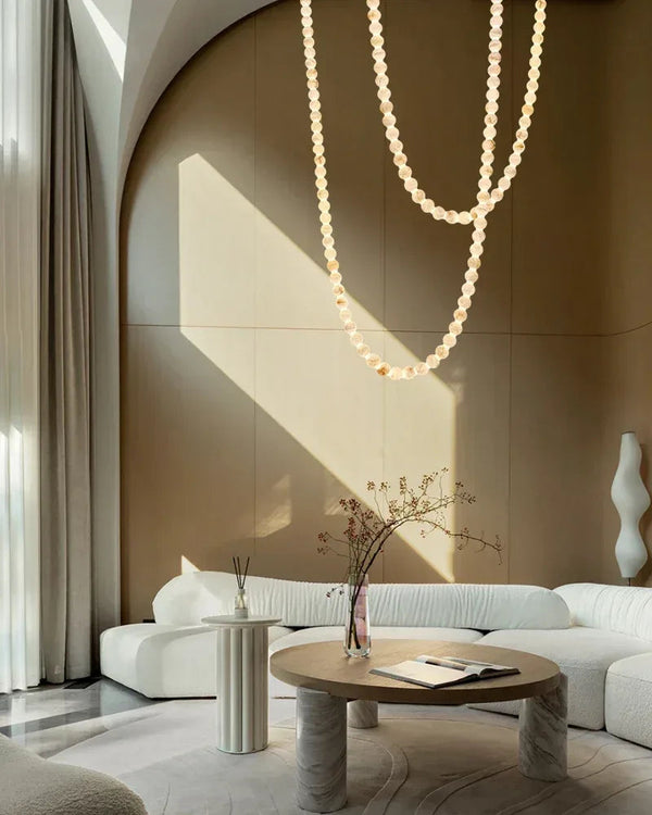 Modern LED Natural Alabaster Globes Beads Hanging Chandelier Indoor Lighting Fixture Modern Pendant lamp
