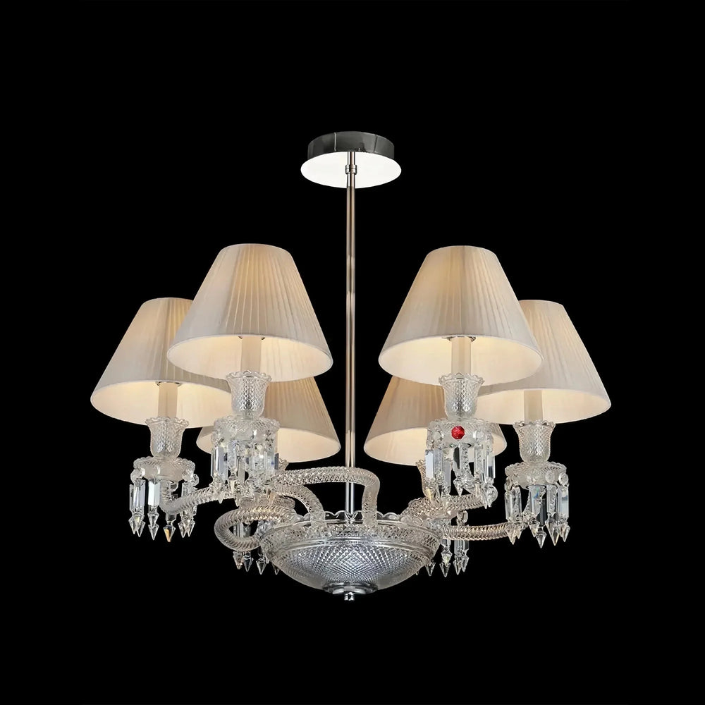 6 Lights Crystal Lighting with Lampshades - Arialamps