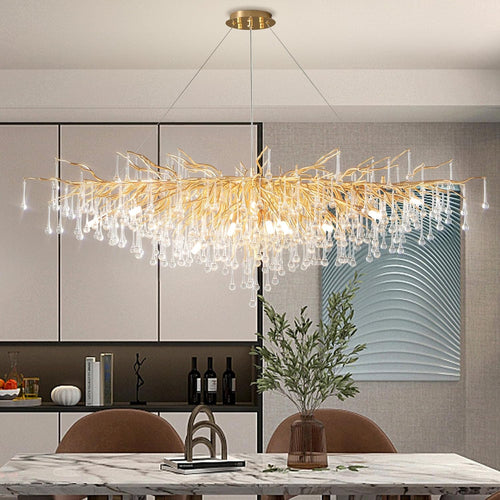 63" Black Modern Crystal Tree Branch Chandelier with 15 Lights