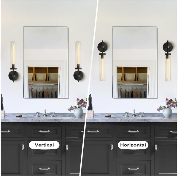 Black sconces Wall Lighting, 19" Knurling Bathroom Vanity Light Fixtures,Wall Lamp Modern Wall Lights for Mirror Living Room Hallway Staircase