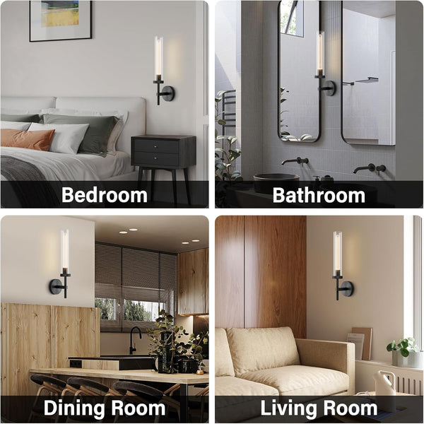 Black sconces Wall Lighting, 19" Knurling Bathroom Vanity Light Fixtures,Wall Lamp Modern Wall Lights for Mirror Living Room Hallway Staircase