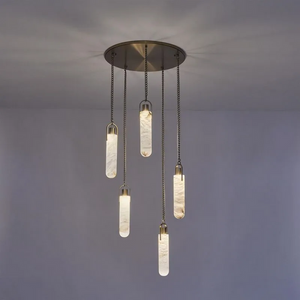 Alabaster Flint 5 Lights Cluster Round Chandelier