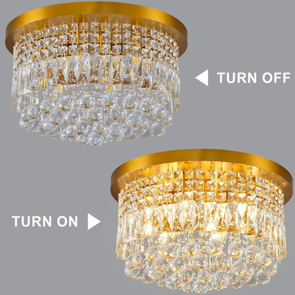 9 Light Modern Crystal Raindrop Chandelier Lighting Flush Mount