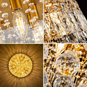 9 Light Modern Crystal Raindrop Chandelier Lighting Flush Mount