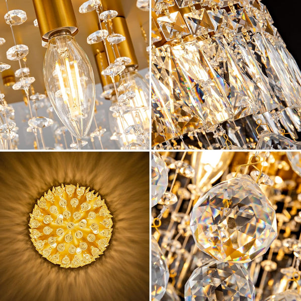 9 Light Modern Crystal Raindrop Chandelier Lighting Flush Mount