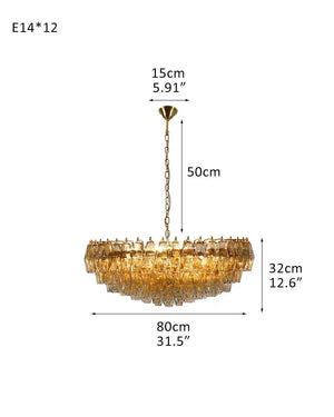 Modernist Chandelier ceiling brass satin frame decor for sitting room | Purple Blown Glass D80*H32CM D31.5"*H12.6" Amber American Vintage chandelier lamp
