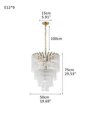 9 Light 20" Wide LED Lorelei Round Tiered Chandelier in Black Chain use for dining room 9-light-D50*H75CM D19.69"*H29.53"-Pendant Brass American chandelier