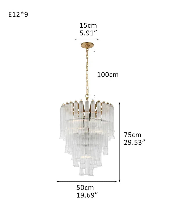 9 Light 20" Wide LED Lorelei Round Tiered Chandelier in Black Chain use for dining room 9-light-D50*H75CM D19.69"*H29.53"-Pendant Brass American chandelier