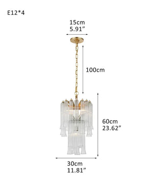 9 Light 20" Wide LED Lorelei Round Tiered Chandelier in Black Chain use for dining room 4-light-D30*H60CM D11.81"*H23.62" Brass American chandelier