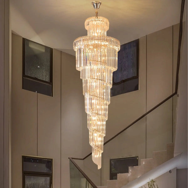 Large Villa Entrance Gold Crystal Lighting Fixtures