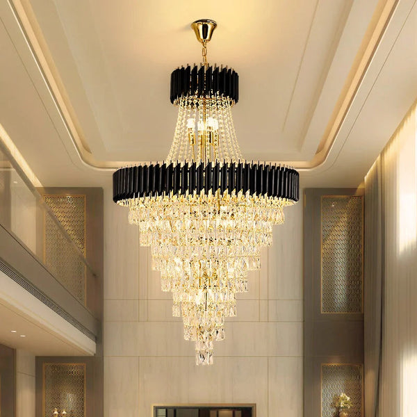 Ethrea Luxurious Gold/Black Crystal Chandelier For Living Room