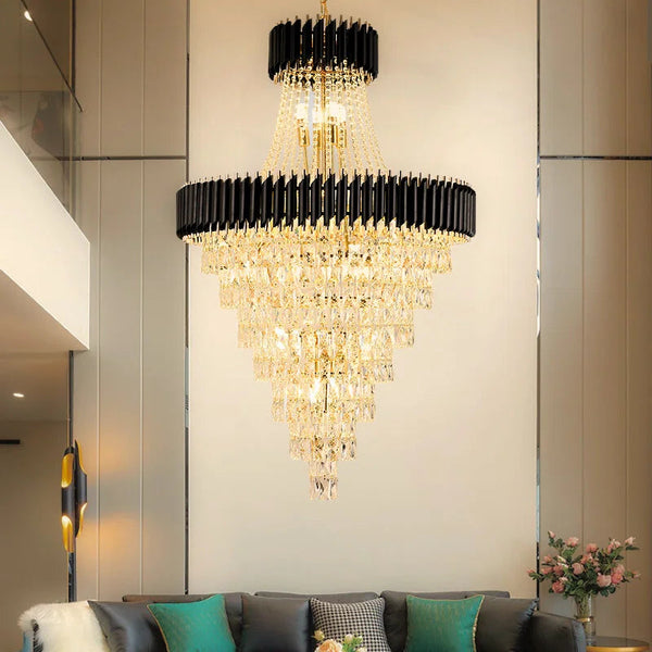 Ethrea Luxurious Gold/Black Crystal Chandelier For Living Room