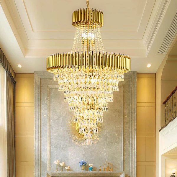 Ethrea Luxurious Gold/Black Crystal Chandelier For Living Room