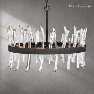 Revel 8 - Light Unique Wagon Wheel Chandelier with Crystal Accents