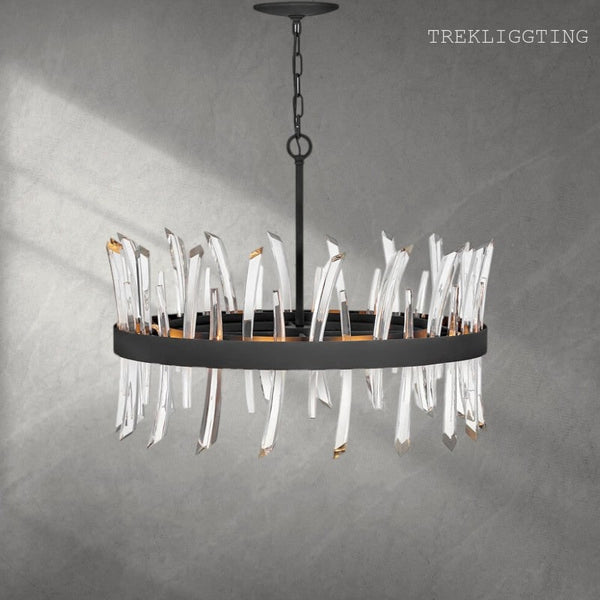 Revel 8 - Light Unique Wagon Wheel Chandelier with Crystal Accents