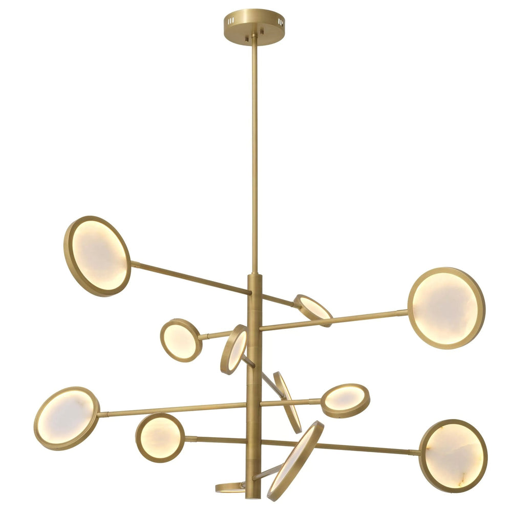 Cooper Modern Brass Chandelier - (Antique Brass Finish | Alabaster) - Arialamps