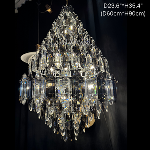 Luxury Multi-tiered Honeycomb Crystal Chandelier for High Ceiling