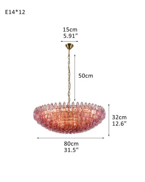 Modernist Chandelier ceiling brass satin frame decor for sitting room | Purple Blown Glass D80*H32CM D31.5"*H12.6" Purple American Vintage chandelier lamp