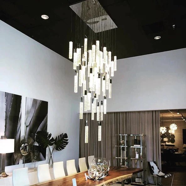 Aria Light Luxury Glacier Bubble Crystsal Chandelier in Gold/Chrome/Black Finish for Staircase/Foyer - Arialamps