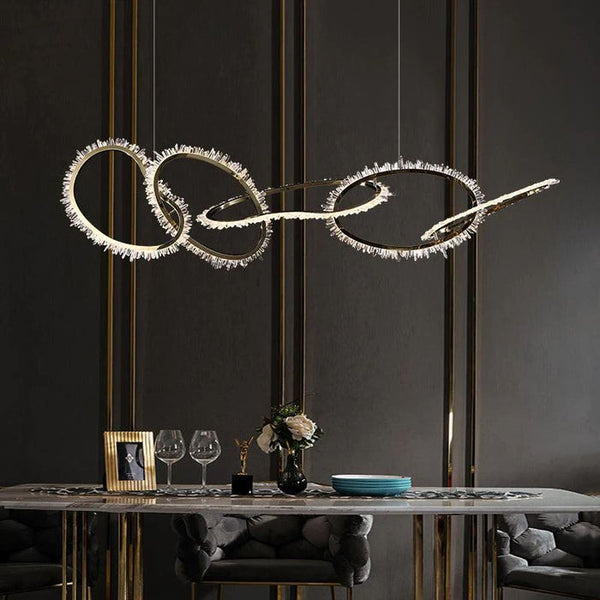 Rose Rock Crystal Chandelier Irregular Round Lamp Fixtures