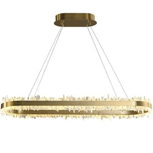 Rose Rock Crystal Oval Chandelier Elegant Lighting Fixtures