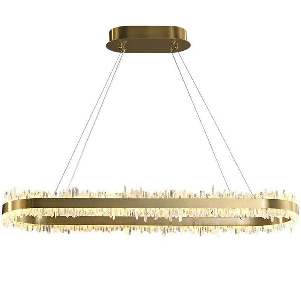 Rose Rock Crystal Oval Chandelier Elegant Lighting Fixtures