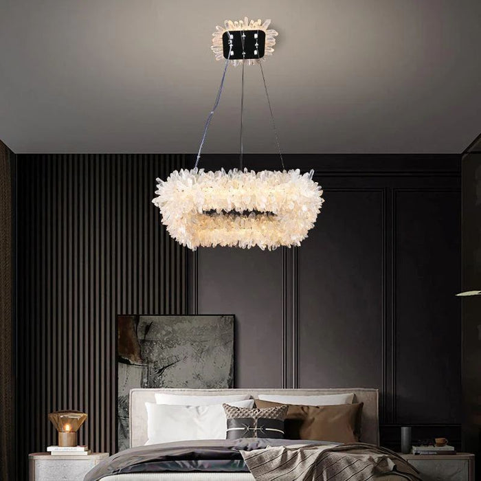 Rose Square Rock Crysta Chandelier Modern Lighting Fixture