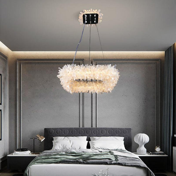 Rose Square Rock Crysta Chandelier Modern Lighting Fixture