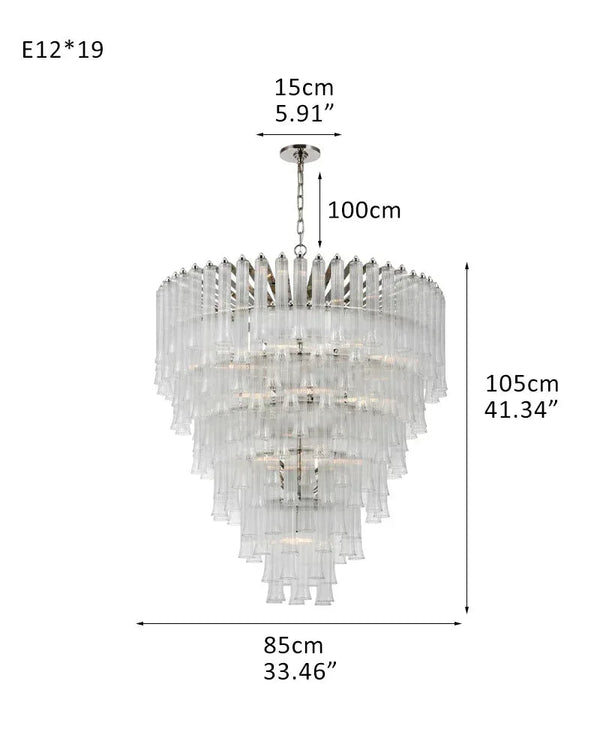 9 Light 20" Wide LED Lorelei Round Tiered Chandelier in Black Chain use for dining room 19-light-D85*H105CM D33.46"*H41.34" Silver American chandelier