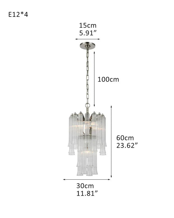 9 Light 20" Wide LED Lorelei Round Tiered Chandelier in Black Chain use for dining room 4-light-D30*H60CM D11.81"*H23.62" Silver American chandelier