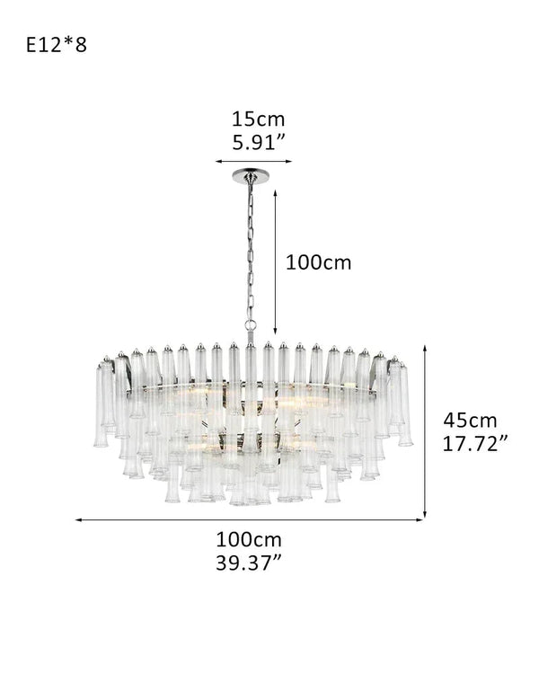 9 Light 20" Wide LED Lorelei Round Tiered Chandelier in Black Chain use for dining room 8-light-D100*H45CM D39.37"*H17.72" Silver American chandelier