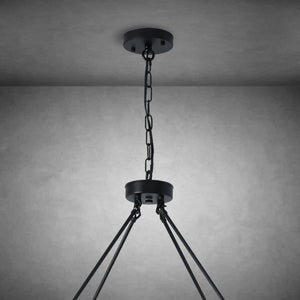 Wagon Wheel Chandelier with Glass Shades